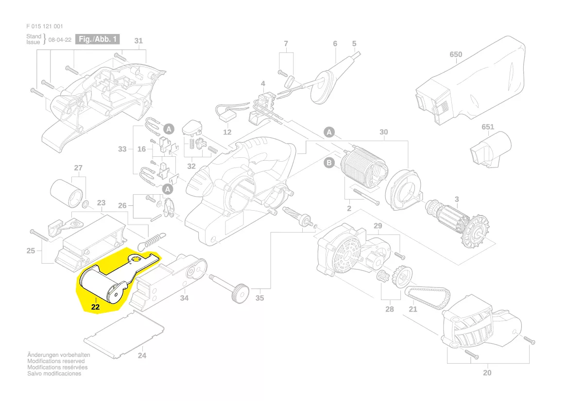 Fourche + galet avant ponceuse 1210 / 1215 / 1220 Skil